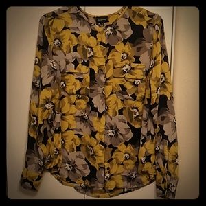 Who What Wear Yellow Flower Blouse